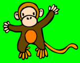 Disegno Scimmietta pitturato su roby 3 anni