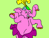 Disegno Elefante che balla  pitturato su giuliana