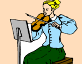 Disegno Dama violinista  pitturato su Pao