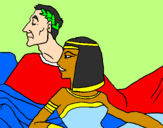 Disegno Cesare e Cleopatra  pitturato su beadiavoletta