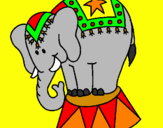 Disegno Elefante in scena  pitturato su sergio