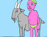 Disegno Bambino africano con una capra pitturato su thomas