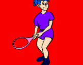 Disegno Ragazza che gioca a tennis  pitturato su pompeo