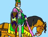 Disegno Cavaliere a cavallo pitturato su shannon