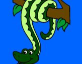 Disegno Serpente avvinghiata ad un albero  pitturato su chiara