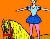Disegno Trapezista in groppa al cavallo pitturato su cory