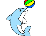 Disegno Delfino con una palla  pitturato su delfino 3