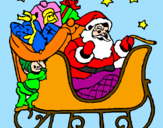 Disegno Babbo Natale alla guida della sua slitta pitturato su antonella