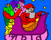 Disegno Babbo Natale alla guida della sua slitta pitturato su emily