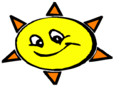 Disegno Sole sorridente  pitturato su sole