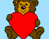 Disegno Orso innamorato  pitturato su orsetto      