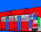 Disegno Tram con passeggeri  pitturato su Giorgio Sonzogni
