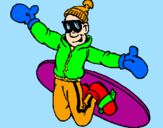 Disegno Salto con lo snowboard pitturato su diego