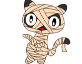 Disegno Mummia gatto scaraboechio pitturato su dudi