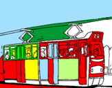 Disegno Tram con passeggeri  pitturato su jacopo