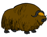 Disegno Bisonte  pitturato su bufalo