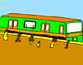 Disegno Passeggeri in attesa del treno  pitturato su alessandro4