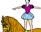 Disegno Trapezista in groppa al cavallo pitturato su adriana