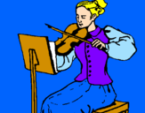 Disegno Dama violinista  pitturato su Giada  Boni