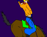 Disegno Cowboy a cavallo  pitturato su ettore