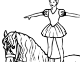 Disegno Trapezista in groppa al cavallo pitturato su rori