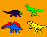 Disegno Dinosauri di terra  pitturato su elia