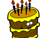 Disegno Torta di compleanno 2 pitturato su spongebob