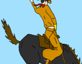 Disegno Cowboy a cavallo  pitturato su diego