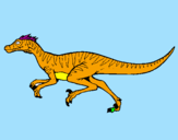 Disegno Velociraptor  pitturato su martina