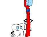 Disegno Molare e spazzolino da denti pitturato su calogero