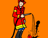 Disegno Pompiere che spegne il fuoco pitturato su bea
