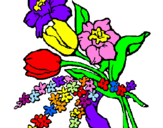 Disegno Mazzo di fiori pitturato su giuliana