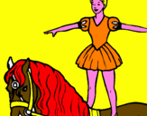 Disegno Trapezista in groppa al cavallo pitturato su Giulia