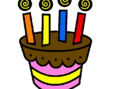 Disegno Torta con candeline  pitturato su compleanno thomas