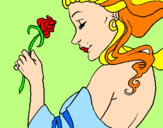 Disegno Principessa con una rosa pitturato su selena