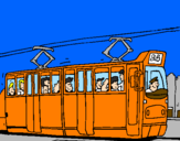 Disegno Tram con passeggeri  pitturato su il pulcino sborulino