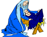 Disegno Nascita di Gesù Bambino pitturato su ANNIKA