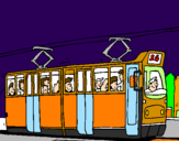 Disegno Tram con passeggeri  pitturato su Flavio