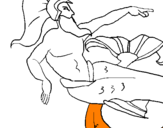 Disegno Poseidone pitturato su giulia