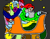 Disegno Babbo Natale alla guida della sua slitta pitturato su ANNA MARIAA