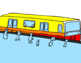 Disegno Passeggeri in attesa del treno  pitturato su TOMMASO