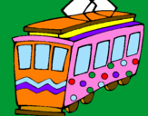 Disegno Tram  pitturato su denise