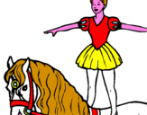 Disegno Trapezista in groppa al cavallo pitturato su EMMA