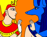 Disegno Ramses e Anubis pitturato su luca