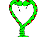 Disegno Serpenti innamorati  pitturato su benny