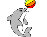 Disegno Delfino con una palla  pitturato su Delfino