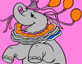Disegno Elefante con 3 palloncini  pitturato su stefano