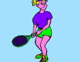 Disegno Ragazza che gioca a tennis  pitturato su chiara XD