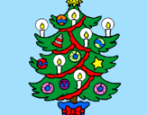 Disegno Albero di Natale con le candeline pitturato su nave