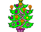 Disegno Albero di Natale con le candeline pitturato su alice